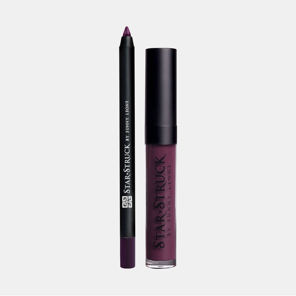 Wine - 2Pcs Lip Kit, Lip Gloss & Lipliner Kit - Deep Purple