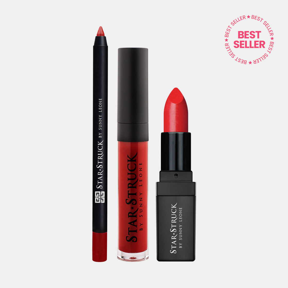 Cherry Bomb - 3Pcs Lip Kit, Lip Gloss, Lipstick & Lipliner Kit - Red